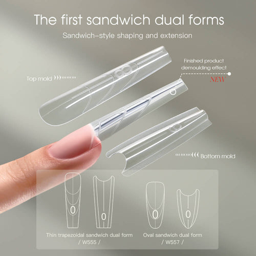 MRNAIL New sandwich nail extensions and Dual Forms. A professional nail form. W555, W557, two professional types