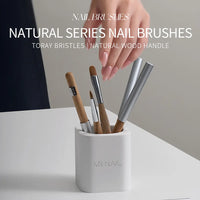 MR NAIL Natural Series Nail Brushes – Professional Nail Art Brush Set with Natural Wood Handle