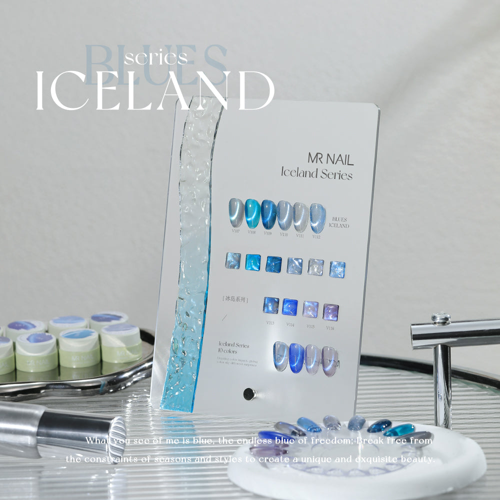 Iceland Cat  Eye-Aurora Blue Gel Nail Polish Bundle.