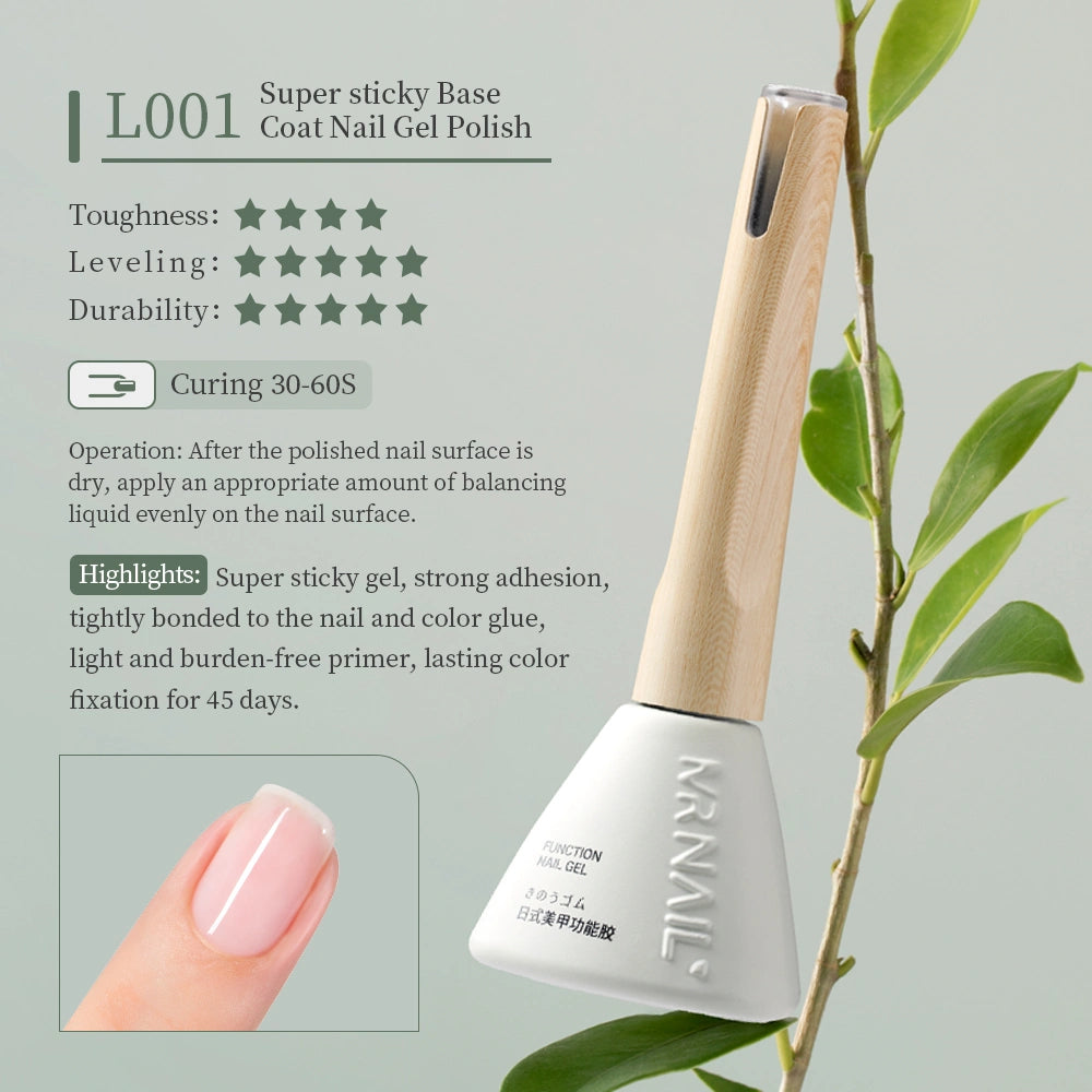 MRNAIL Top Coat & Base Coat Gel Nail Polish L001 Super sticky Base Coat Nail Gel Polish