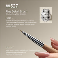 MR NAIL W527 Fine Detail Brush with ultra-fine bristles for precise lines, detailed nail art, and professional designs.